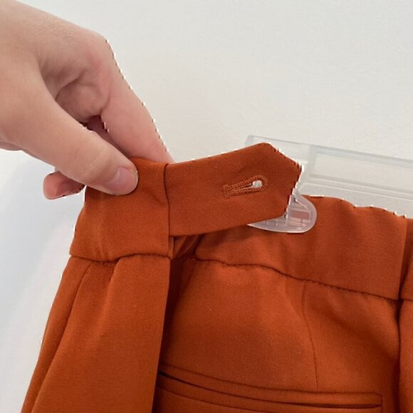 CALVIN KLEIN Plus Size Lux Highline Pants Orange High Waisted Pleated Cropped ?? - Picture 11 of 14